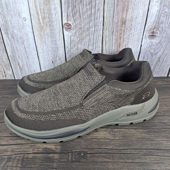 Skechers Motley Vaseo Arch Fit Slip On Loafer Men's Sz 13 Brown (VGC) - Picture 1 of 9